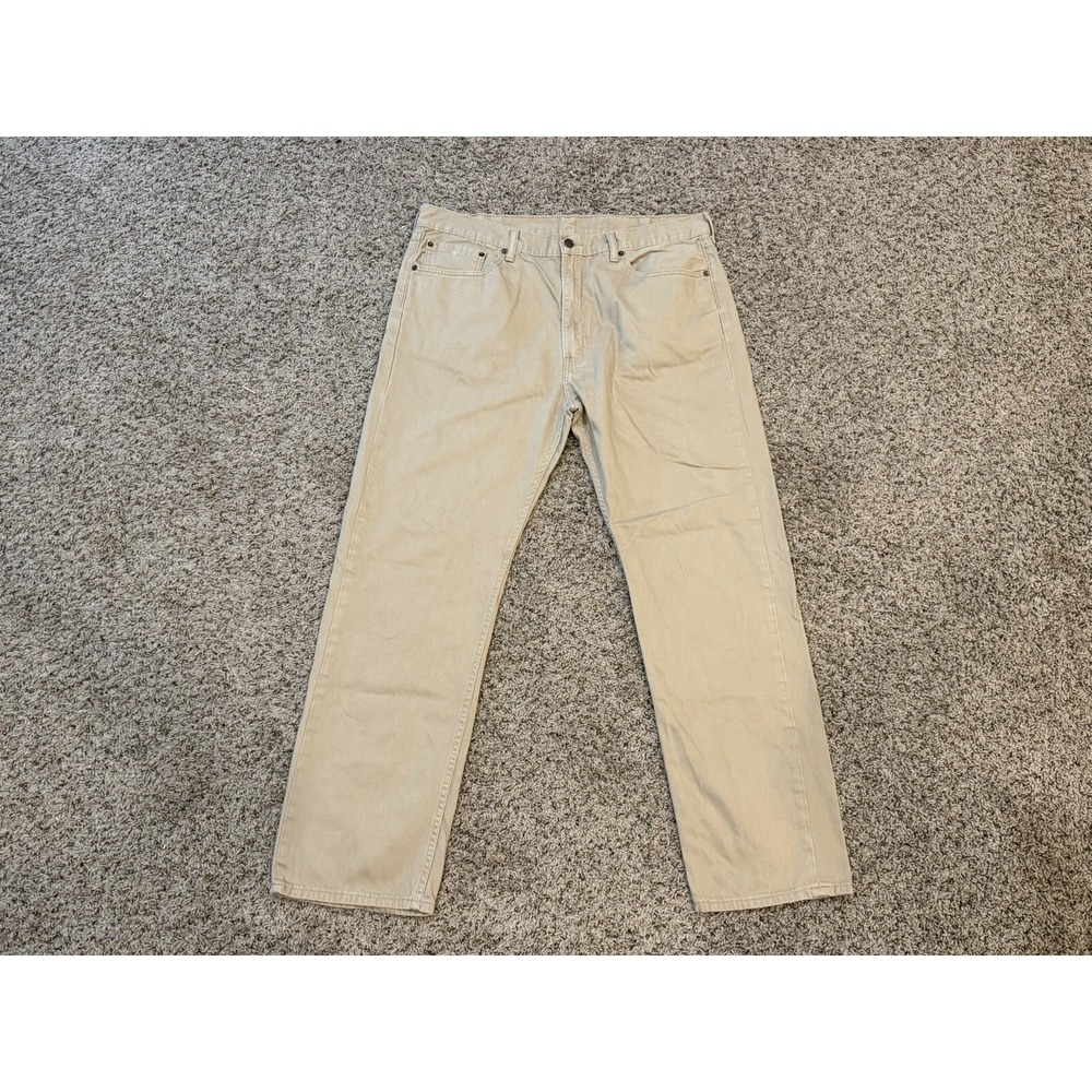 Levis 505 Regular Fit Straight Leg Jeans Khaki Tan Mens 40x32 Denim Pants